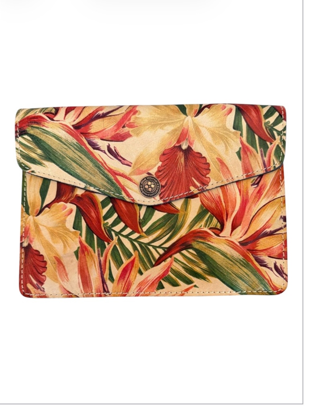 Patricia Nash Floral Tropical Envelope Clutch in Red, Green, Cream